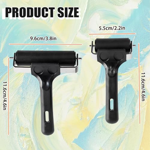 2-Pack Brayer Rollers for Crafting - 4-Inch & 2.2-Inch Rubber Rollers for Printmaking, Ink Rolling, Painting, Print Glue, and Stamping Tools