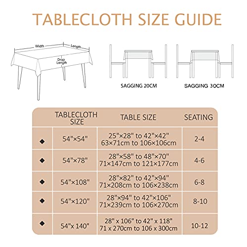 AIRCOWRIE Waterproof Rectangle Vinyl Tablecloths 120x54 Inch - color: Flower, size: 120" x 54" (Rectangular)