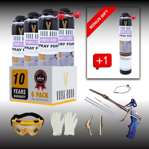 Vega Bond Purplecoat Closed Cell Spray Foam Air Sealant (6 Pack + Gun) - size: 6 Pack