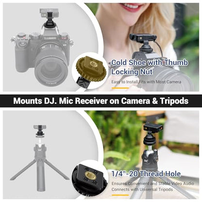 JJC Cold Shoe Mount Adapter for DJI Mic Mini / Mini 2 2S, Stable Anti-Slip - size: for DJI Mic Mini / Mini 2 2S Only