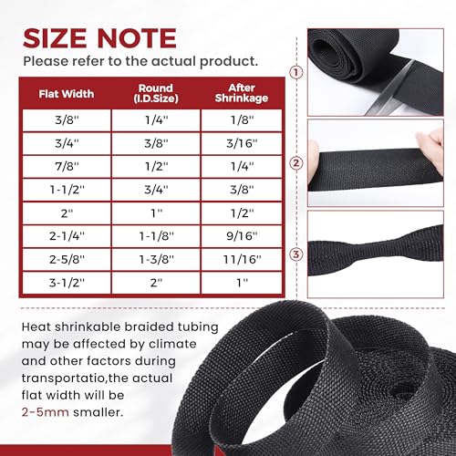2:1 Ratio Heat Shrinkable Braided Wiring Sleeving 3/4" ID-30ft - size: 3/4inch-30ft, style: 30ft