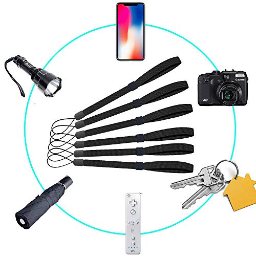 AMUU Adjustable Wrist Lanyards Strap String 6 Pack Black Flashlight - color: 6 Pack-black