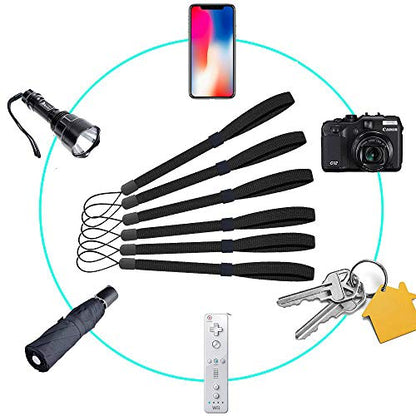 AMUU Adjustable Wrist Lanyards Strap String 6 Pack Black Flashlight - color: 6 Pack-black