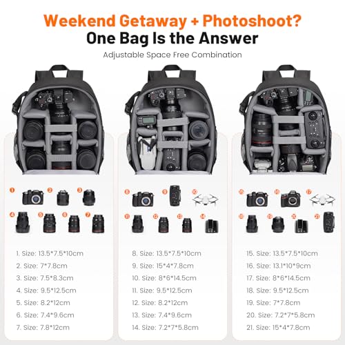 Cwatcun Camera Backpack Bag Lightweight with Tripod holder/Water-resistant - color: Black, size: 2.0 Small
