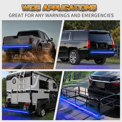 XRIDONSEN 60 inch Blue Emergency Lights 360 LED Tailgate Strobe Lights - color: Blue