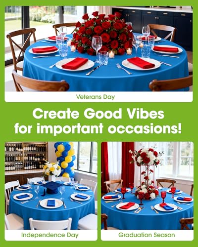 Pureegg Plastic Table Cloth Disposable 6 Pack, 84 Inch Round, Blue - color: Blue, size: 84" Round
