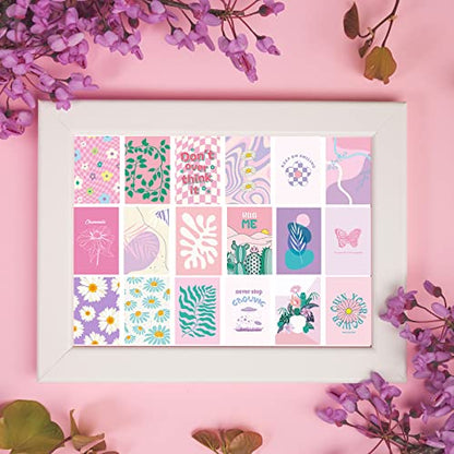 Teling 60 Pcs Wall Collage Kit, Danish Pastel Poster Wall Decor, Pink - color: Pink