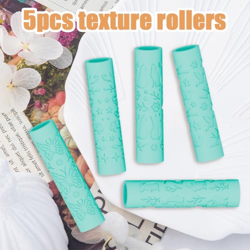 ORIGACH 5Pcs Insect & Animal Polymer Clay Texture Roller for Earring Making - style: Insect and Animal