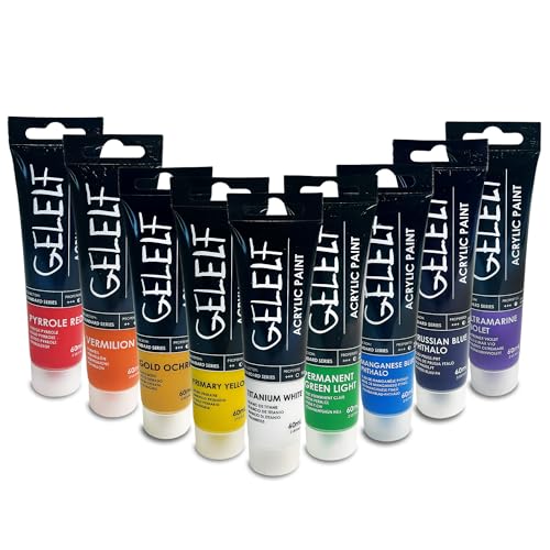 Acrylic Paint Gel Plates Printing Paint Perfect Transfer Special Acrylic Paint Sets for Gel Plate Printmaking Supplies 9-Colors,Total 540ml,18-oz (White Color Set) - color: Color Set 1