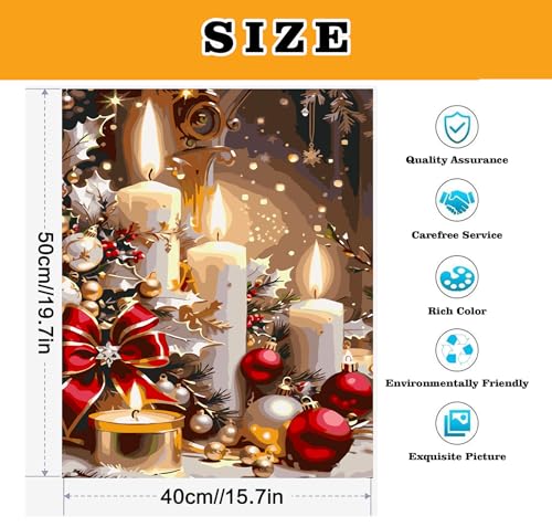 Meothan Paint by Numbers Kit for Adults Beginner 16x20 inch (Without Frame) - color: 1 Pack Christmas Candles, size: 15.7 x 19.7 in