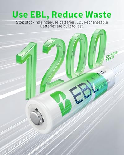 EBL 8-Bay Smart Charger + 4AA 2800mAh & 4AAA 1100mAh Rechargeable Batteries