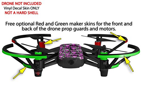 Skin Decal Wrap 2 Pack Compatible with DJI Ryze Tello Zebra Pink Skulls Drone NOT Included