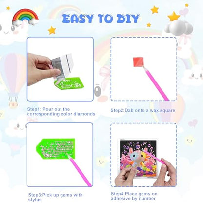 WEMEON Axolotl Diamond Art Kits for Kids with Frame 7x7 inch - color: Axolotl