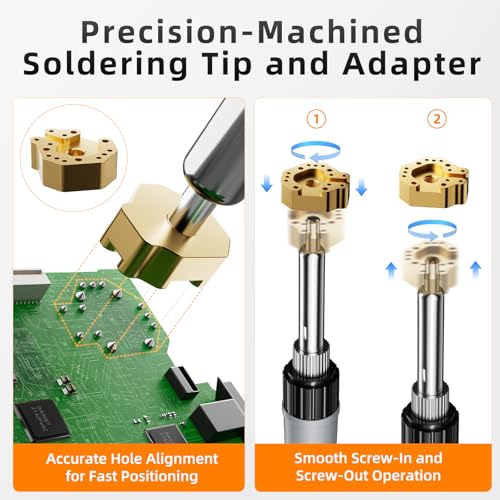 Joystick Soldering Iron Tip with Adapter for P5, P4, Xbox Series X/S, Xbox One & Switch Controllers, Multi-Hole Copper Chrome Plated Alloy, High Thermal Conductivity, Precision Alignment