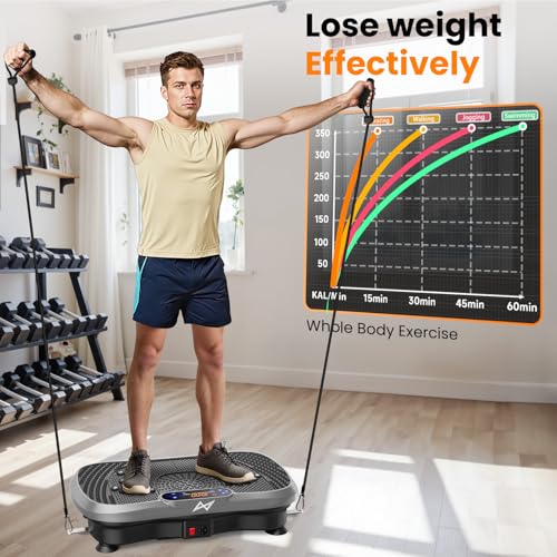 AXV Vibration Plate Exercise Machine Fitness Platform Body Vibrating Board - color: BT.PRO.GRAY