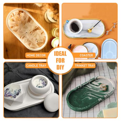 3 Pcs Oval Thickened Silicone Resin Tray Molds for DIY Trinket Storage