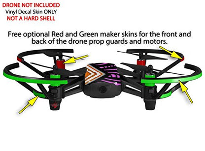 Skin Decal Wrap 2 Pack Compatible with DJI Ryze Tello Black Waves Orange Hot Pink Drone NOT Included