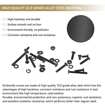 562 Pieces Black M2 x 4/6 /8/10 /12/16 /20mm Countersunk Head Socket Cap Screws Nuts Washers Assortment Kit, 10.9 Grade Alloy Steel - size: M2, style: Countersunk Head