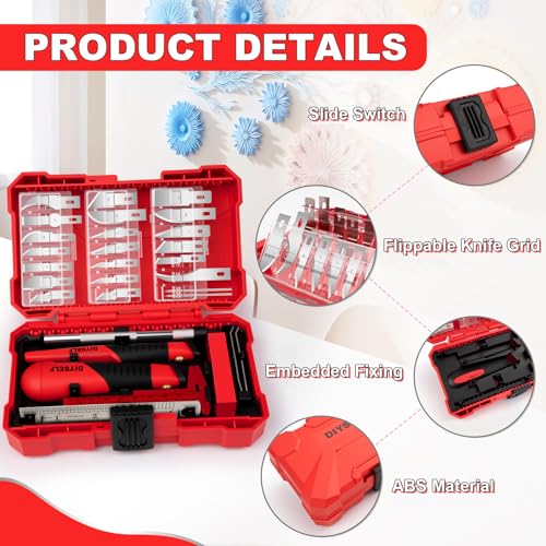 DIYSELF 41-Piece Exacto Knife Set, Precision Hobby Knife Kit for Art Crafts - color: Red-41pcs