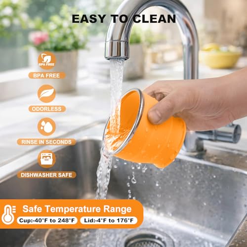 Collapsible Travel Cup, Foldable Water Cup with Lid, for Travel - color: Orange