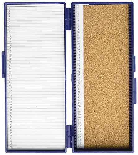 Globe Scientific Microscope Slide Storage Box, Blue, ABS Plastic, Cork-Lined Base, Hinged Lid with Inventory Sheet, Fits 25 × 75 mm & 1 × 3 in Slides 513077B, Each