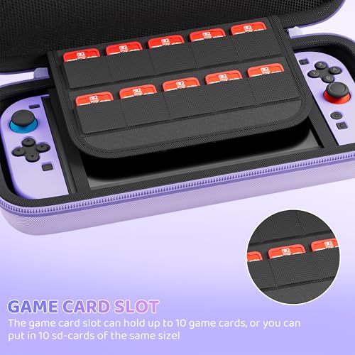 PAWDIARY Purple Switch 2 Carrying Travel Accessories Bag, with Hardshell PC Protective Case Skin for Nintendo Switch 2 Console & Left/Right Controller, HD Screen Protector and 2 Thumb Caps - color: Purple