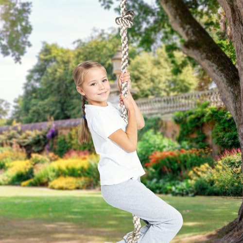 Grey Climbing Rope for Kids, 8.2FT Long with 4 Knotted Steps - color: Grey