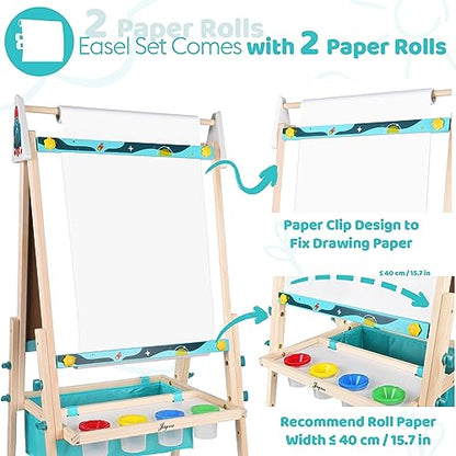 Joyooss Art Easel for Kids Easel for Toddler with Paper roll - color: Lake Blue Easel