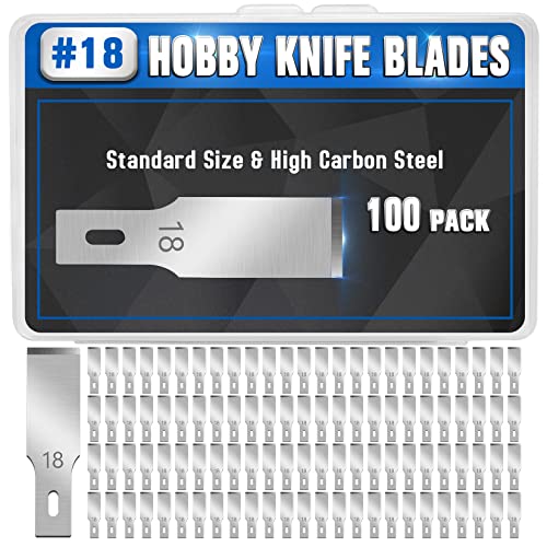 DIYSELF 100 Pack Hobby Knife Blades #18, Carbon Steel Chisel Blades - style: #18
