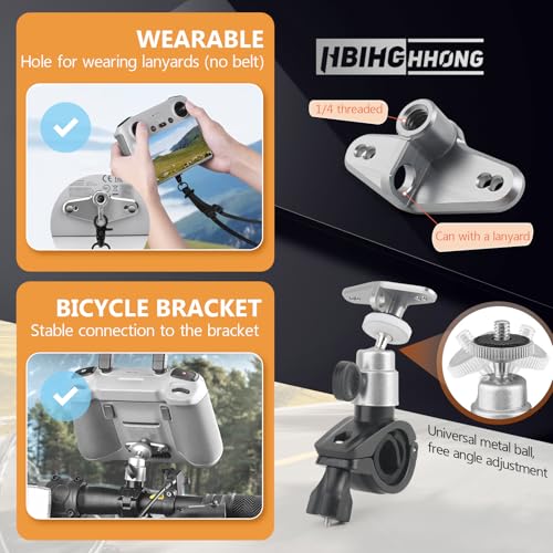 RC RC2 Bicycle Bracket Mount Adapter for DJI Air 3/Mini 4 Pro/Mini 3/Mini 3 Pro Remote Control Cycling Bicycle Handlebar Holder Clamp Bracket Base Remote Control with Screen Accessory