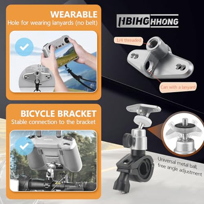 RC RC2 Bicycle Bracket Mount Adapter for DJI Air 3/Mini 4 Pro/Mini 3/Mini 3 Pro Remote Control Cycling Bicycle Handlebar Holder Clamp Bracket Base Remote Control with Screen Accessory