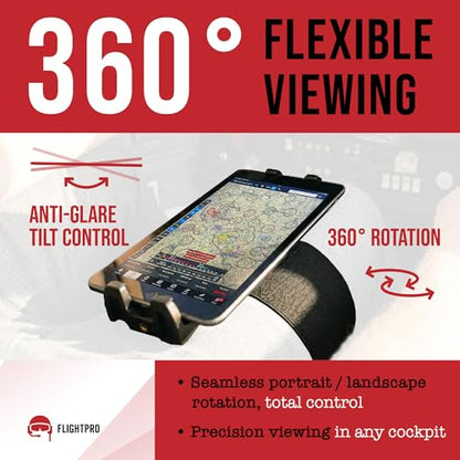 ProAviator Pilot Kneeboard for iPad & Phone (5-13"), 360° Rotating Aviation Mount with Adjustable Tilt, Fits iPad Pro, Air, Mini & Galaxy Tab - color: Kneeboard Strap