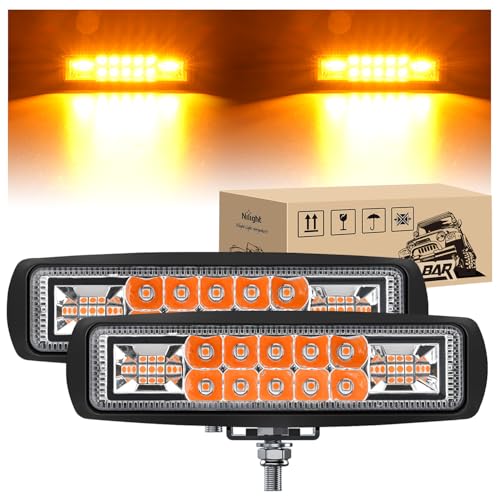Nilight 2 PCS 6 Inch 60 W Amber LED Light Pods Spot Flood Combo Beam - color: 60W Led Pods 2Pcs Amber