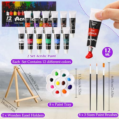 Cholemy 36 Pcs Paint and Sip Kit Gift for Adult 8''x10'' - style: Sunset