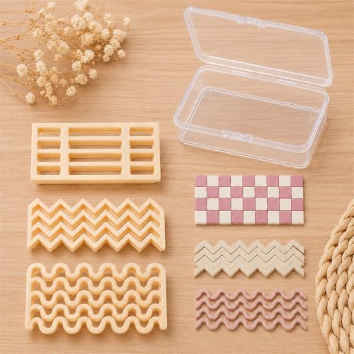 DIYOOHOMY 3 Pcs Wave Polymer Clay Cutters, Earring Making - color: Pink and Terracotta