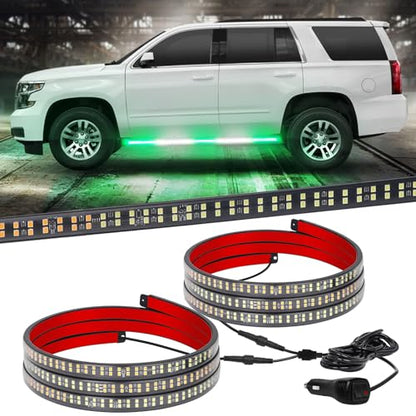 XRIDONSEN 2X 60 inch Running Board Emergency Lights 720 LED Strobe Lights - color: Green/White