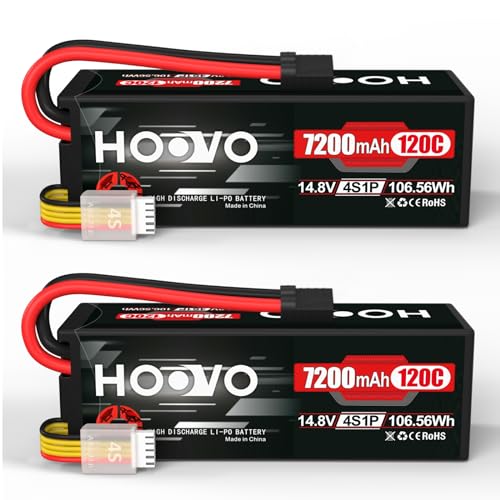 HOOVO 4S Lipo Battery 14.8V 120C 7200mAh RC Car Batteries Hard Case TR Plug