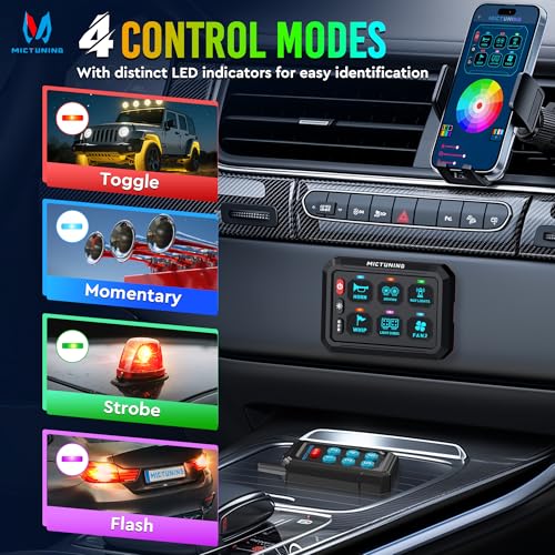 MICTUNING P1Y+ 6 Gang Switch Panel with APP & Remote Control 230FT - color: With APP& Remote), size: 6 Gang