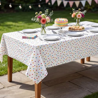 Mindsoft 3 Pcs White Mini Rainbow Polka Dot Plastic Tablecloth Party - color: White, style: Mini Rainbow Polka Dot
