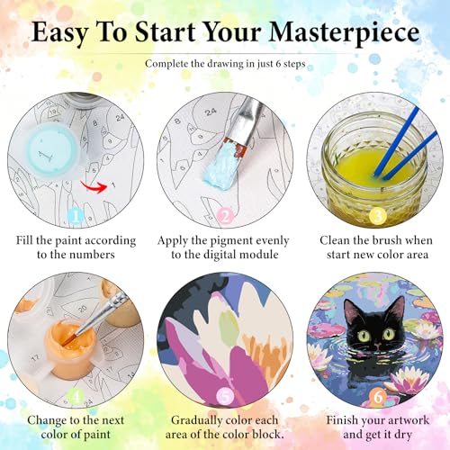 Dawnsphere Black Cat Paint by Numbers Kit for Adults Without Frame 16x16 in - color: OP-US01