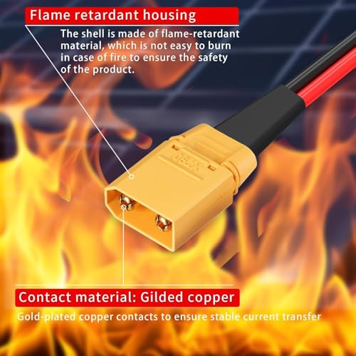 ELFCULB XT60 to XT90 Adapter Cable 10AWG XT60 Female to XT90 Male Connector Cable for RC Lipo Battery Drone(2FT) - color: XT60 Female to XT90 Male