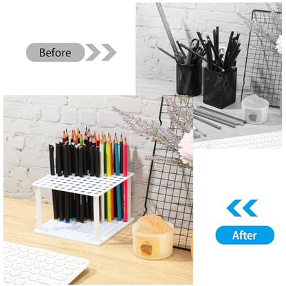 Outus 96 Holes Pencil Brush Holder Acrylic Paintbrush Holders, White - color: White