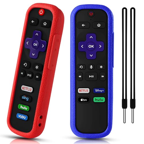 2 Pack Silicone Remote Case for Roku TV, Compatible with Roku Brands, Red and Dark Blue - color: Red and Dark Blue, size: 2 Pack