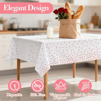 12 Pack Rose Gold Plastic Tablecloths, Waterproof Disposable Table Covers - color: Rose-gold, size: 54" x 108" (12 Pack)