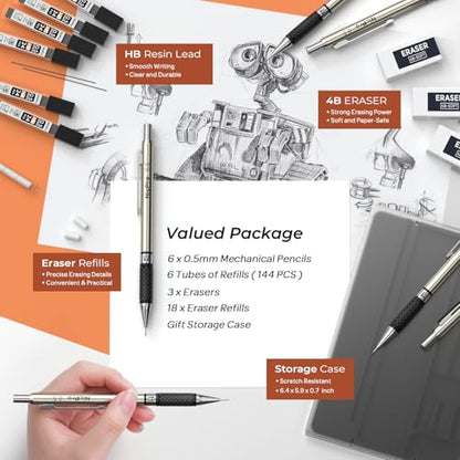Nicpro 0.5 mm Art Mechanical Pencils Set in Case, 6 PCS - style: 6 Pack (0.5mm)
