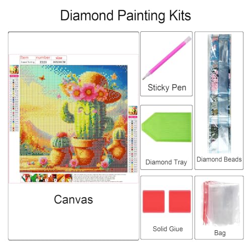 XIYOUVIGOR Diamond Painting Kits for Adults, Cactus Diamond Art Kit - color: Cactus