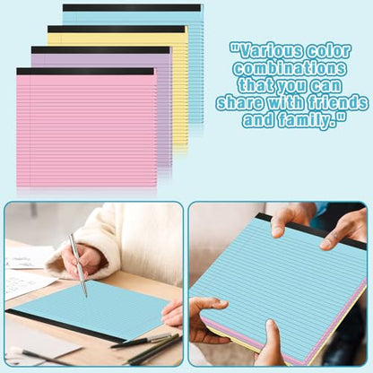 gisgfim 4 Pack 9.5"x 11" Legal Pads College Ruled Notepad - color: Pastel 2
