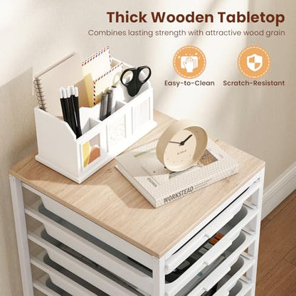 RELAX4LIFE 10-Drawer Rolling Storage Cart w/Lockable Wheels(White) - color: White, size: 33.5”H