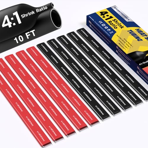 haisstronica 10Ft 4:1 Heat Shrink Tubing Kit 3/8" Black/Red - color: Black & Red, size: 3/8"