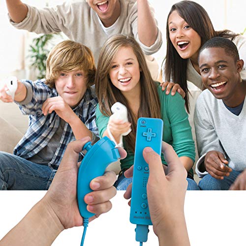 TechKen Motion Plus Wii Controllers 2Packs with Nunchucks, Wii Remote Controllers Compatible for wii and Wii U with Built in Motion Plus - color: red+blue